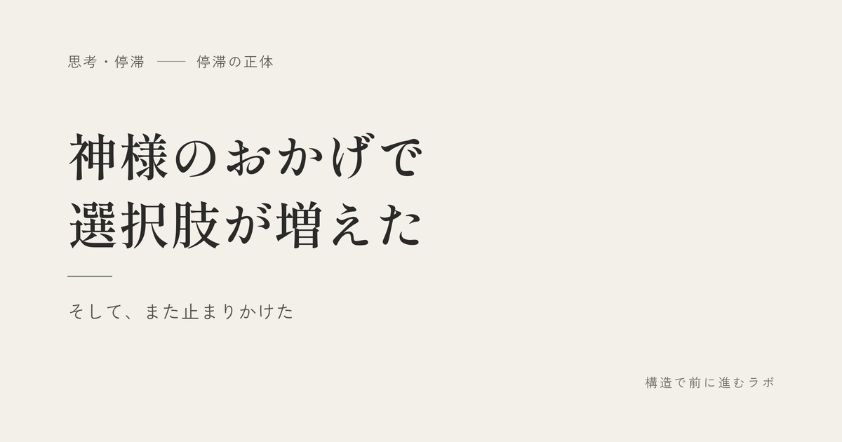 神様のおかげで選択肢が増えた